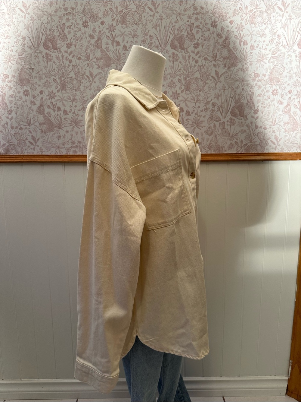 Thread & Supply Cream Button-Up Shacket - Picture 6 of 9